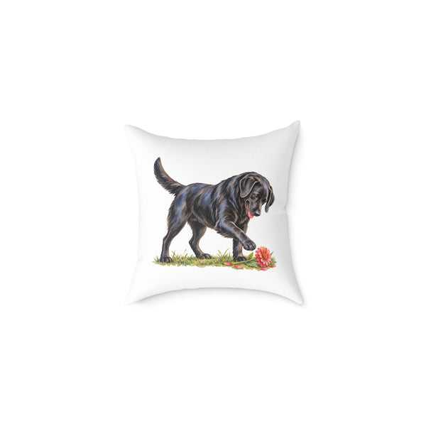 Black Labrador Zinnia Throw Pillow White Home Decor Collection Watercolor Dog Decor BarkingDog Shop