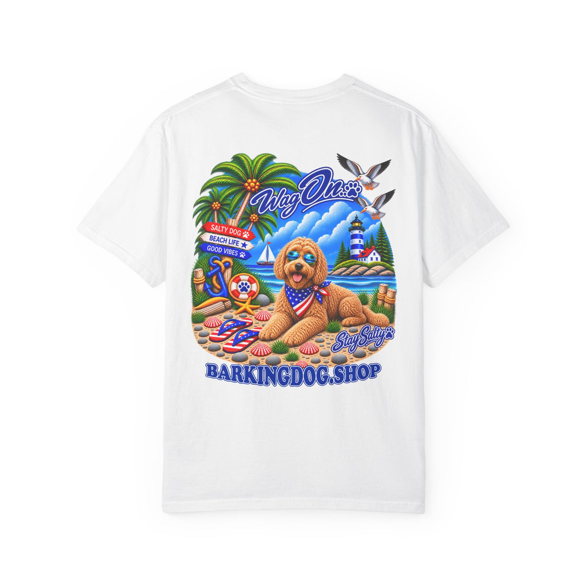 Goldendoodle Stay Salty T Shirt Beach Collection Salty Pup Beach Life Graphic Tee Wag On BarkingDog Shop