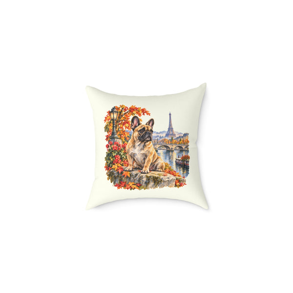 French Bulldog Paris in Autumn Throw Pillow Ivory Home Decor Collection Eiffel Tower Scenic Dog Decor BarkingDog Shop