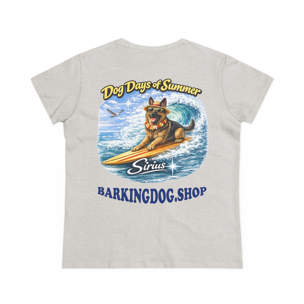German Shepherd Dog Surfboard T-Shirt Wag On™ Dog Days of Summer