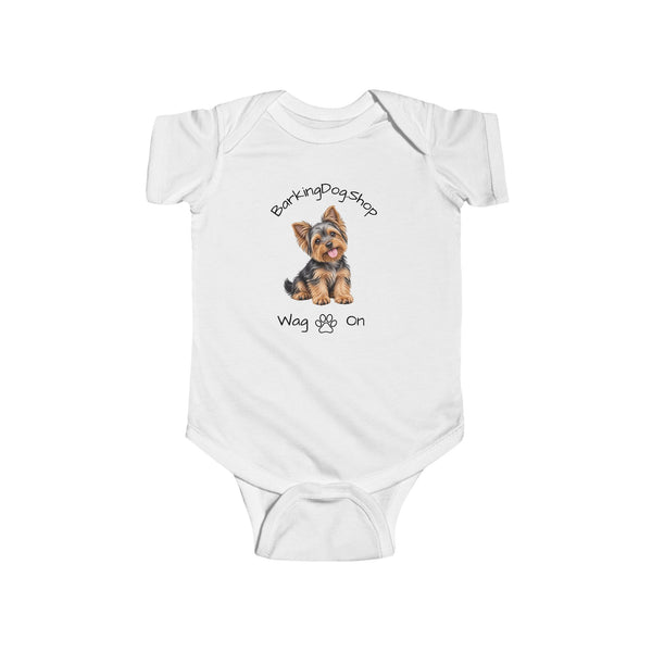 Yorkshire Terrier Puppy Infant Bodysuit Babies and Puppies Collection Wag On Baby Onesie BarkingDog Shop