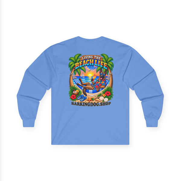 Belgian Malinois Beach Life Canine Long Sleeve T Shirt Beach Collection Hammock Tropical Dog Graphic Tee Wag On BarkingDog Shop