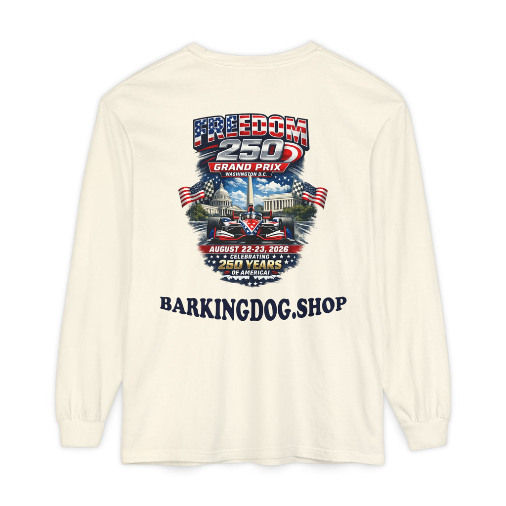 Freedom 250 Grand Prix Long Sleeve T-Shirt — "Wag On" Dog Rally Race Tee