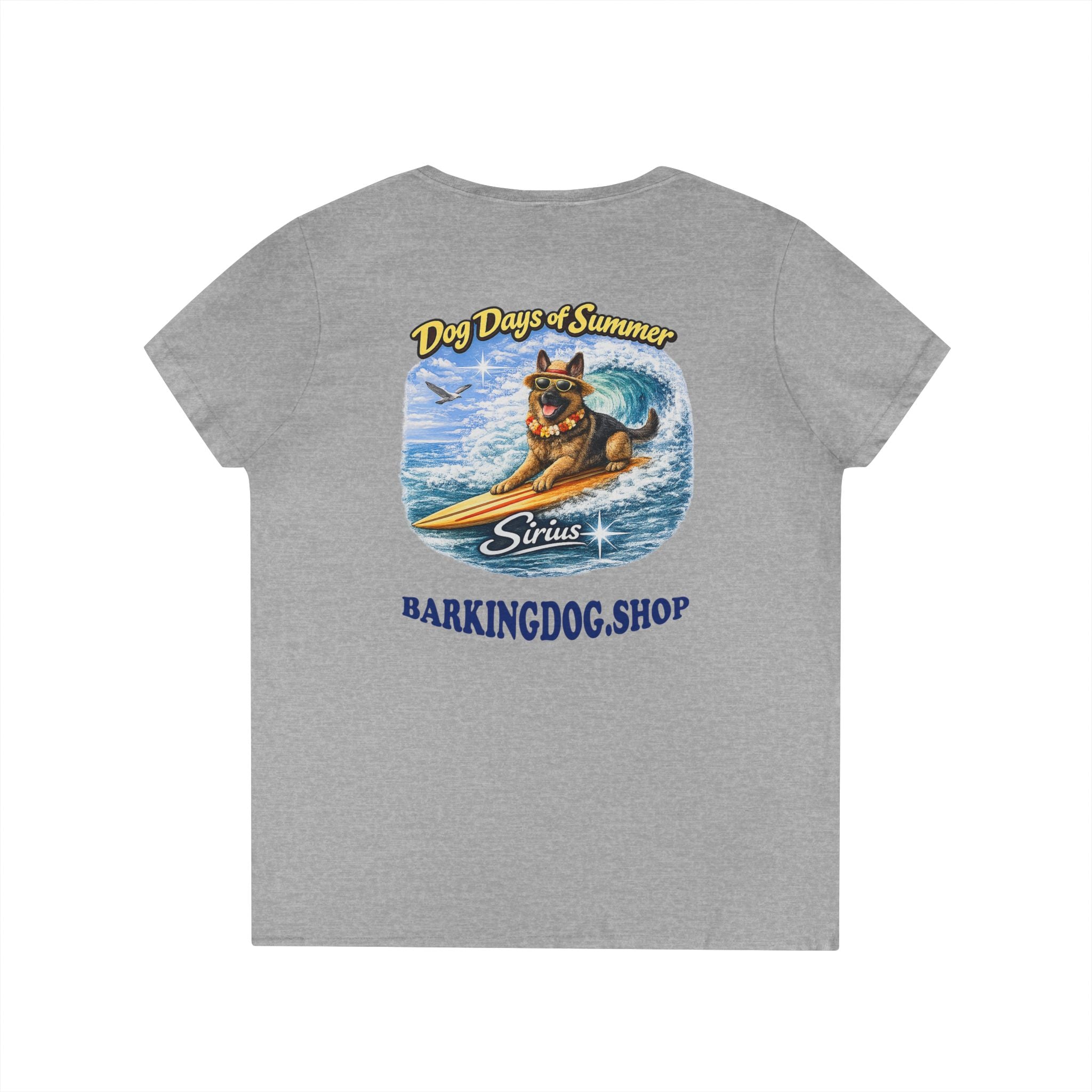 German Shepherd Dog Surfboard T-Shirt Wag On™ Dog Days of Summer