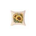 Sunflower Woodcut Relief Throw Pillow Warm Peach Floral Farmhouse Home Decor BarkingDog Shop