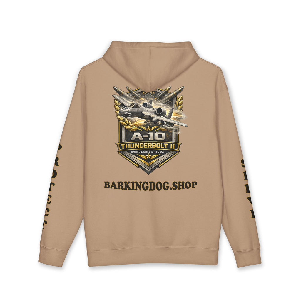 A-10 Thunderbolt II Jet Hoodie — Barking Dog 'Wag On' Military Air Force Tribute