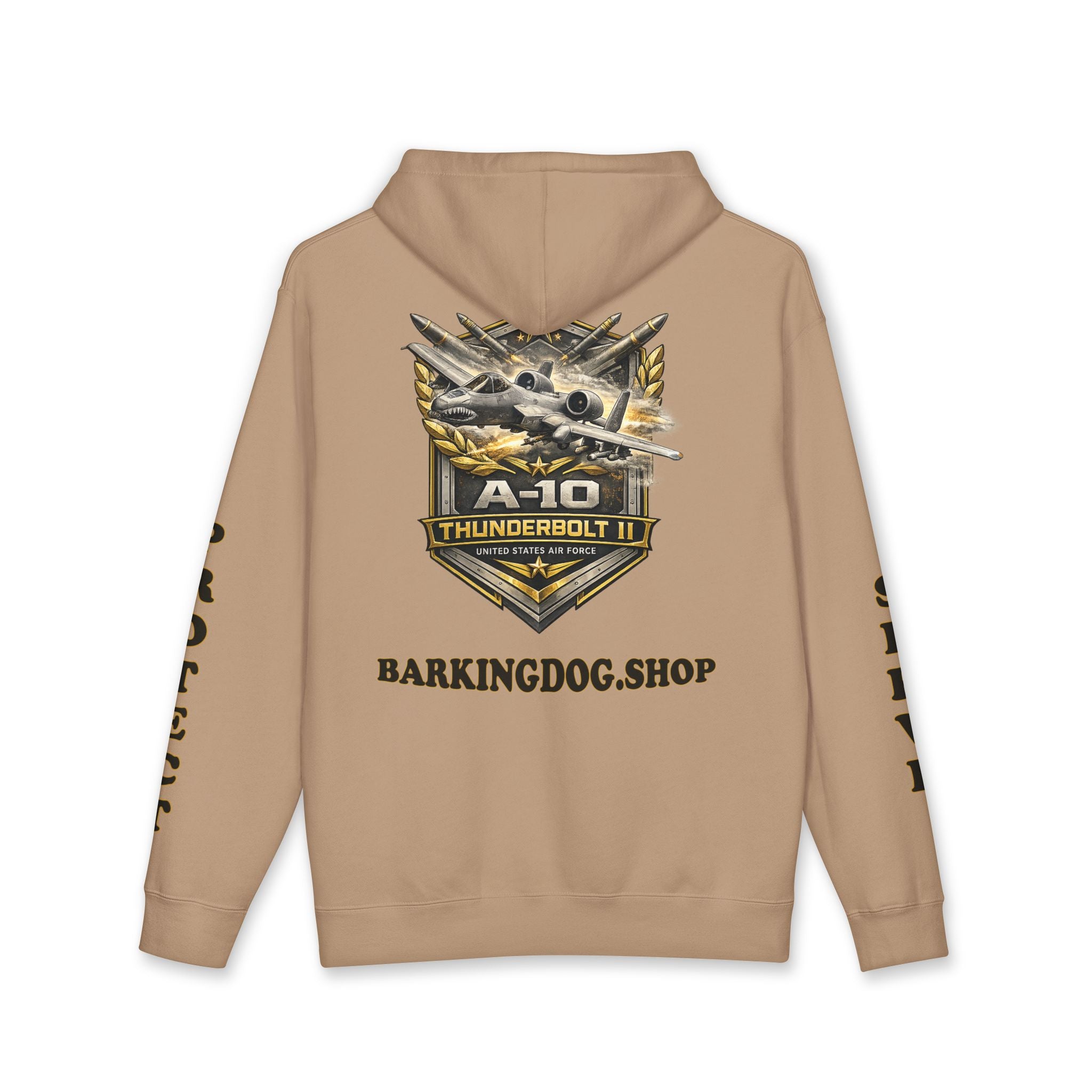 A-10 Thunderbolt II Jet Hoodie — Barking Dog 'Wag On' Military Air Force Tribute