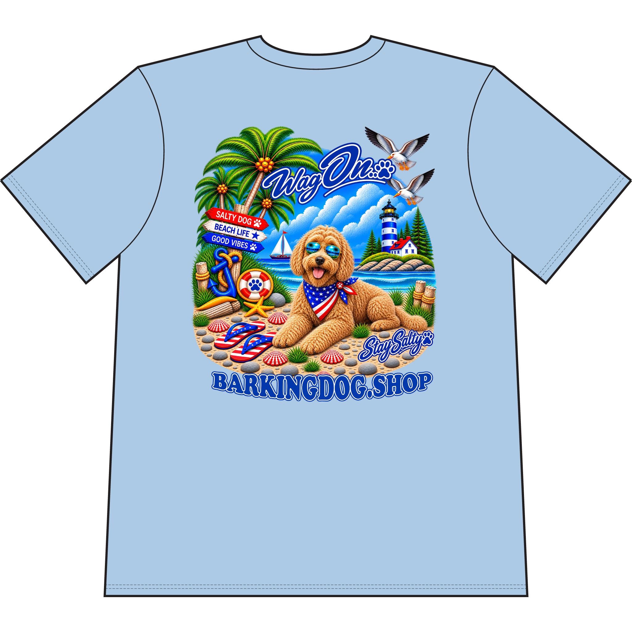 Goldendoodle Stay Salty T Shirt Beach Collection Salty Pup Beach Life Graphic Tee Wag On BarkingDog Shop