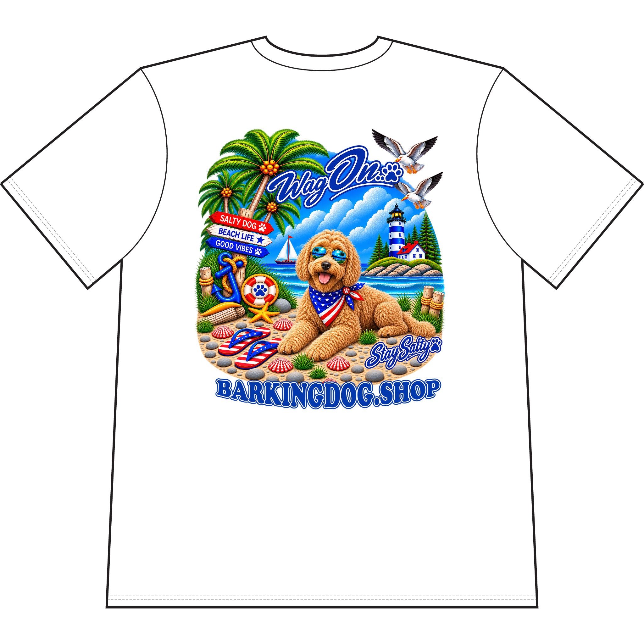 Goldendoodle Stay Salty T Shirt Beach Collection Salty Pup Beach Life Graphic Tee Wag On BarkingDog Shop