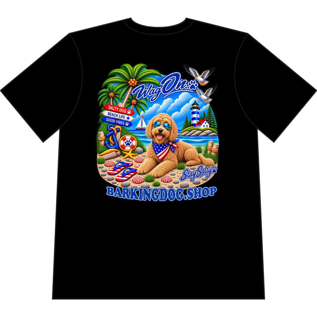 Goldendoodle Stay Salty T Shirt Beach Collection Salty Pup Beach Life Graphic Tee Wag On BarkingDog Shop