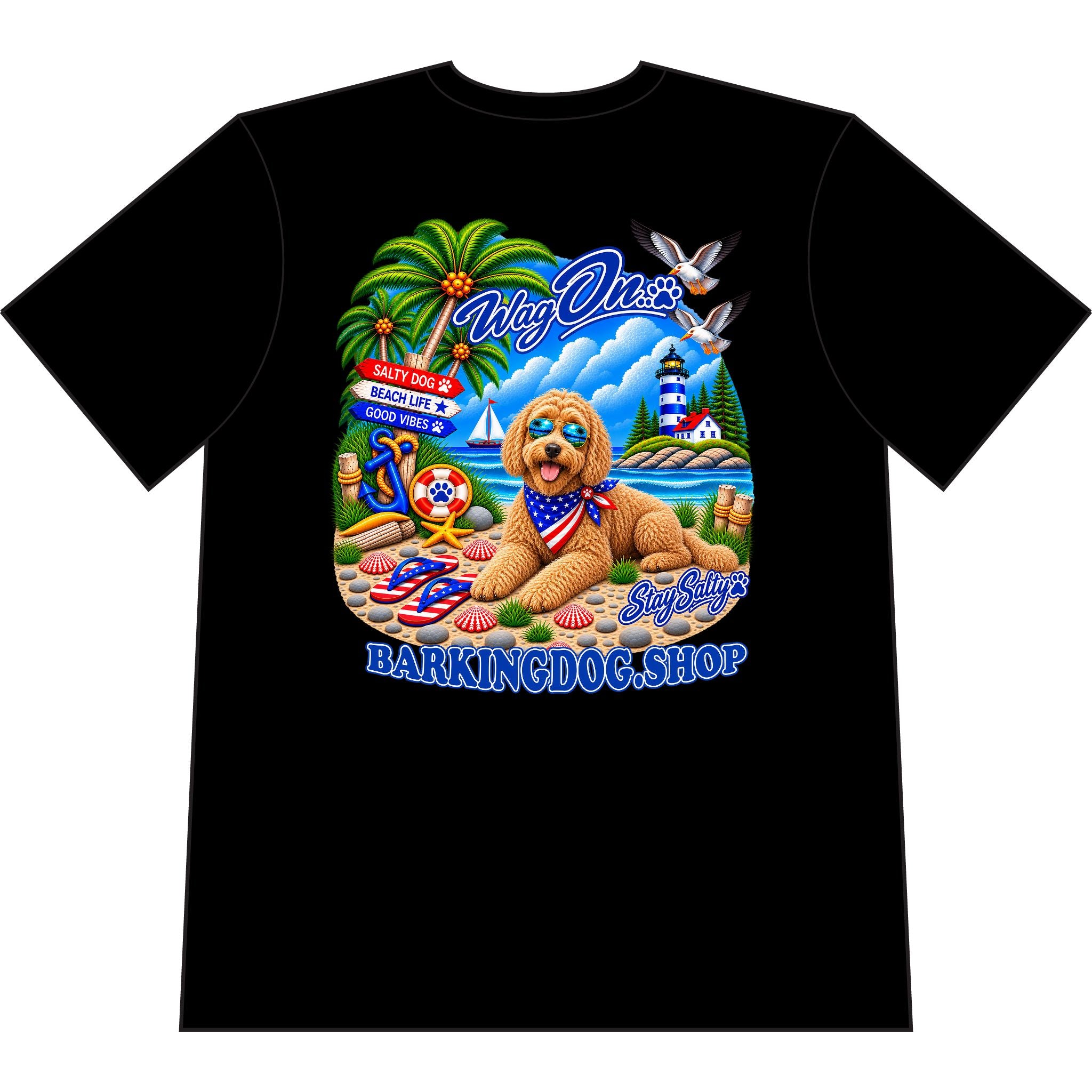 Goldendoodle Stay Salty T Shirt Beach Collection Salty Pup Beach Life Graphic Tee Wag On BarkingDog Shop