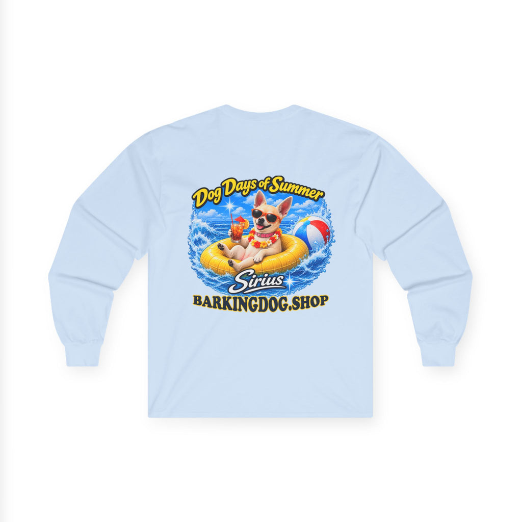 Chihuahua Dog Days of Summer Inner Tube Long Sleeve T Shirt Beach Collection Floating Dog Graphic Tee Wag On BarkingDog Shop