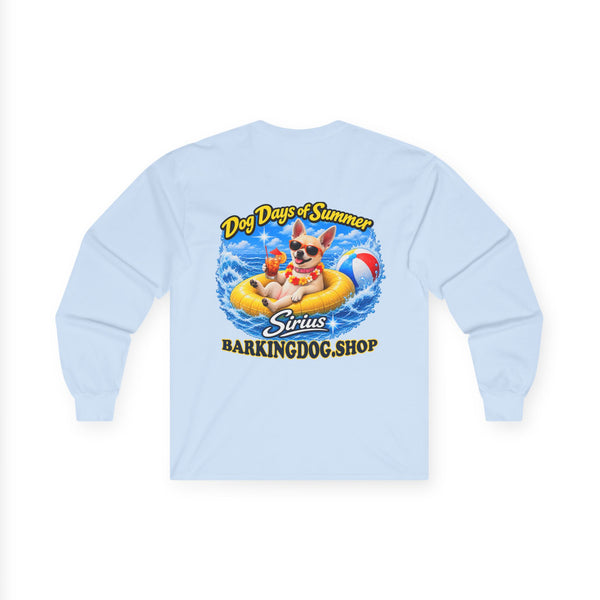 Chihuahua Dog Days of Summer Inner Tube Long Sleeve T Shirt Beach Collection Floating Dog Graphic Tee Wag On BarkingDog Shop