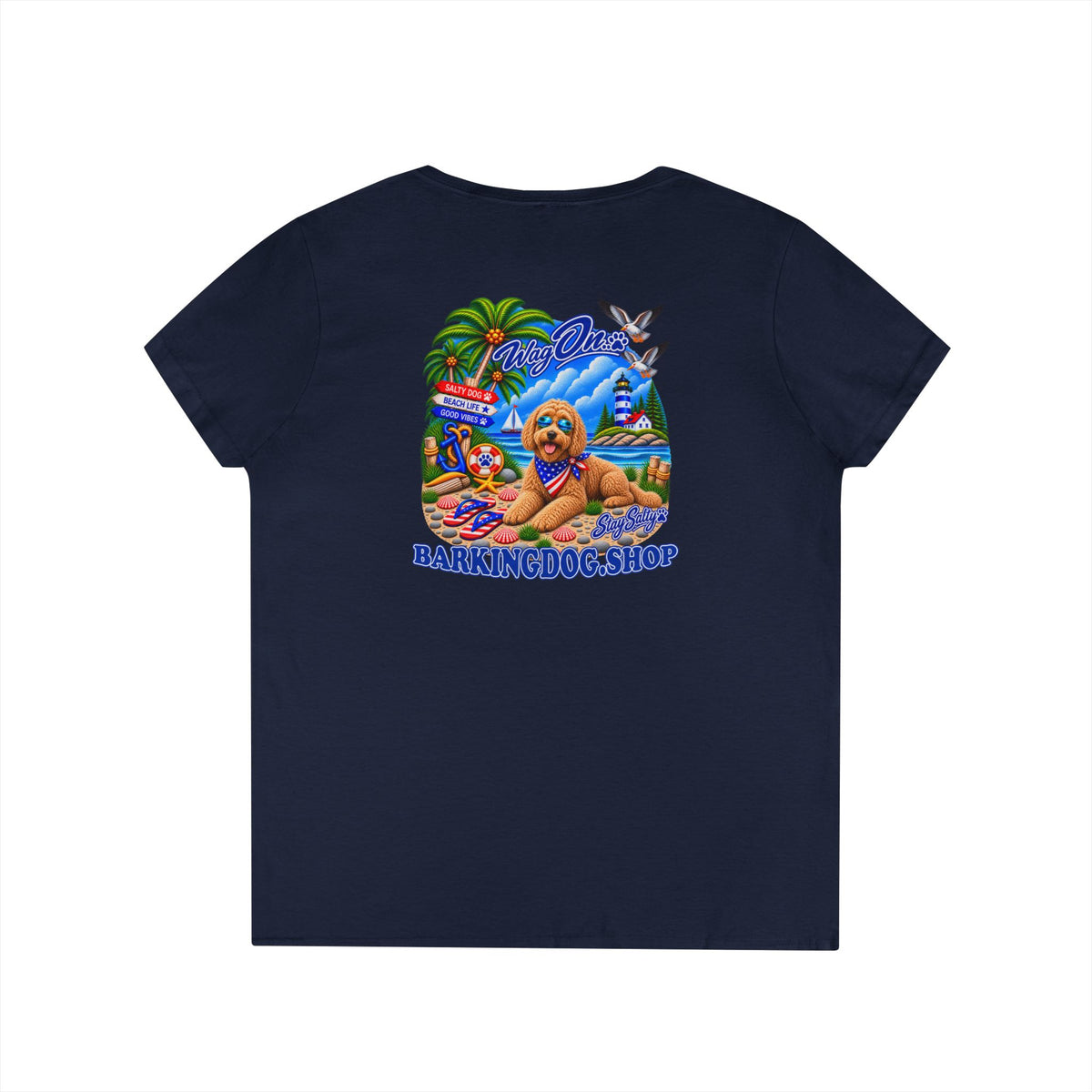 Goldendoodle Stay Salty T Shirt Beach Collection Salty Pup Beach Life Graphic Tee Wag On BarkingDog Shop
