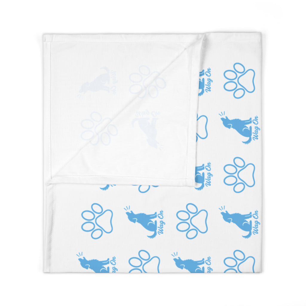 Blue Puppy Paw Baby Swaddle Blanket Babies and Puppies Collection Newborn Wrap Baby Gift BarkingDog Shop