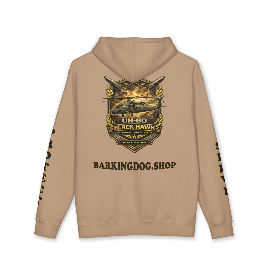 UH-60 Black Hawk Helicopter Hoodie — Barking Dog 'Wag On' Military Army Tribute