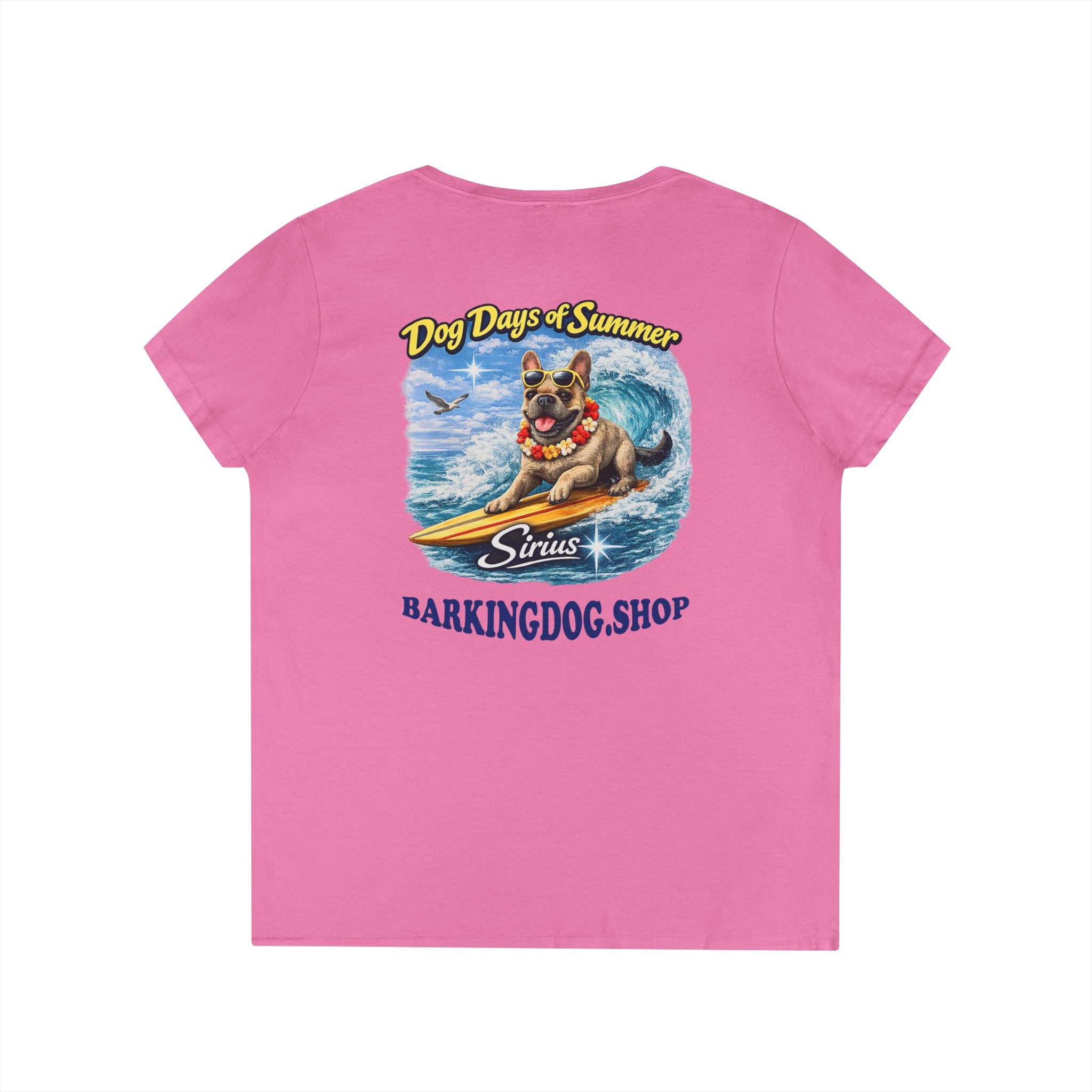 French Bull Dog Surfboard T-Shirt Wag On™ Dog Days of Summer