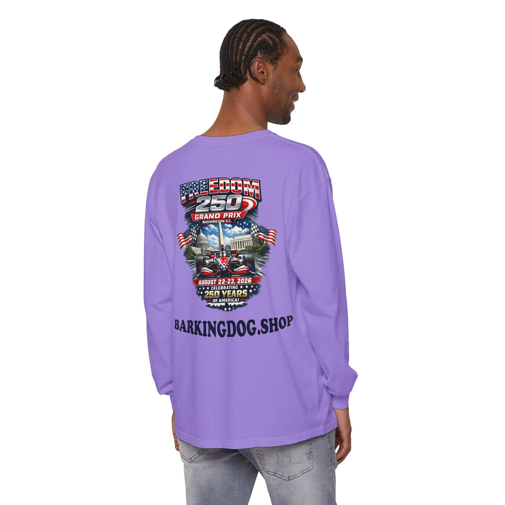 Freedom 250 Grand Prix Long Sleeve T-Shirt — "Wag On" Dog Rally Race Tee