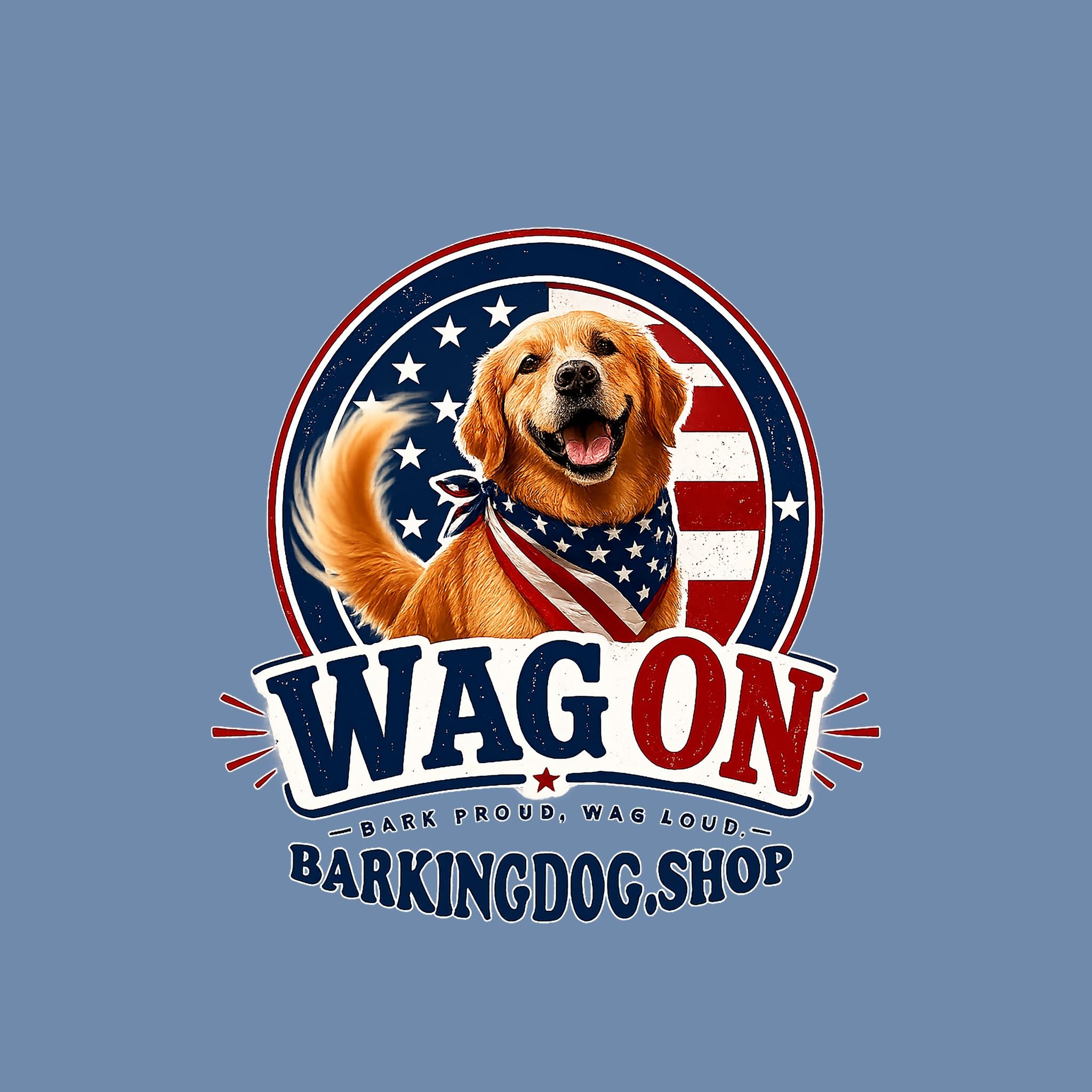 Wag On Hoodie - Patriotic Golden Retriever Dog Lovers Pullover