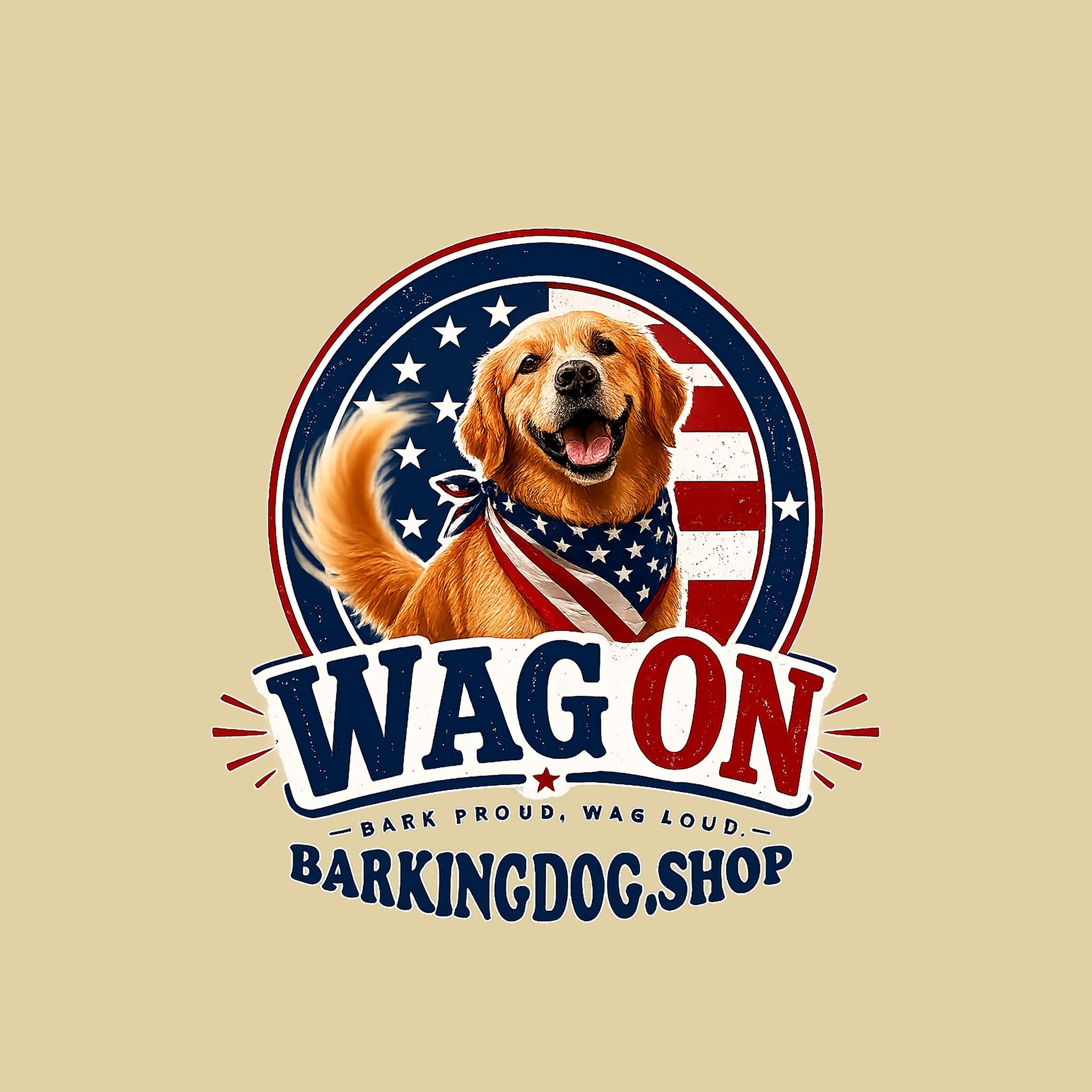 Wag On Hoodie - Patriotic Golden Retriever Dog Lovers Pullover