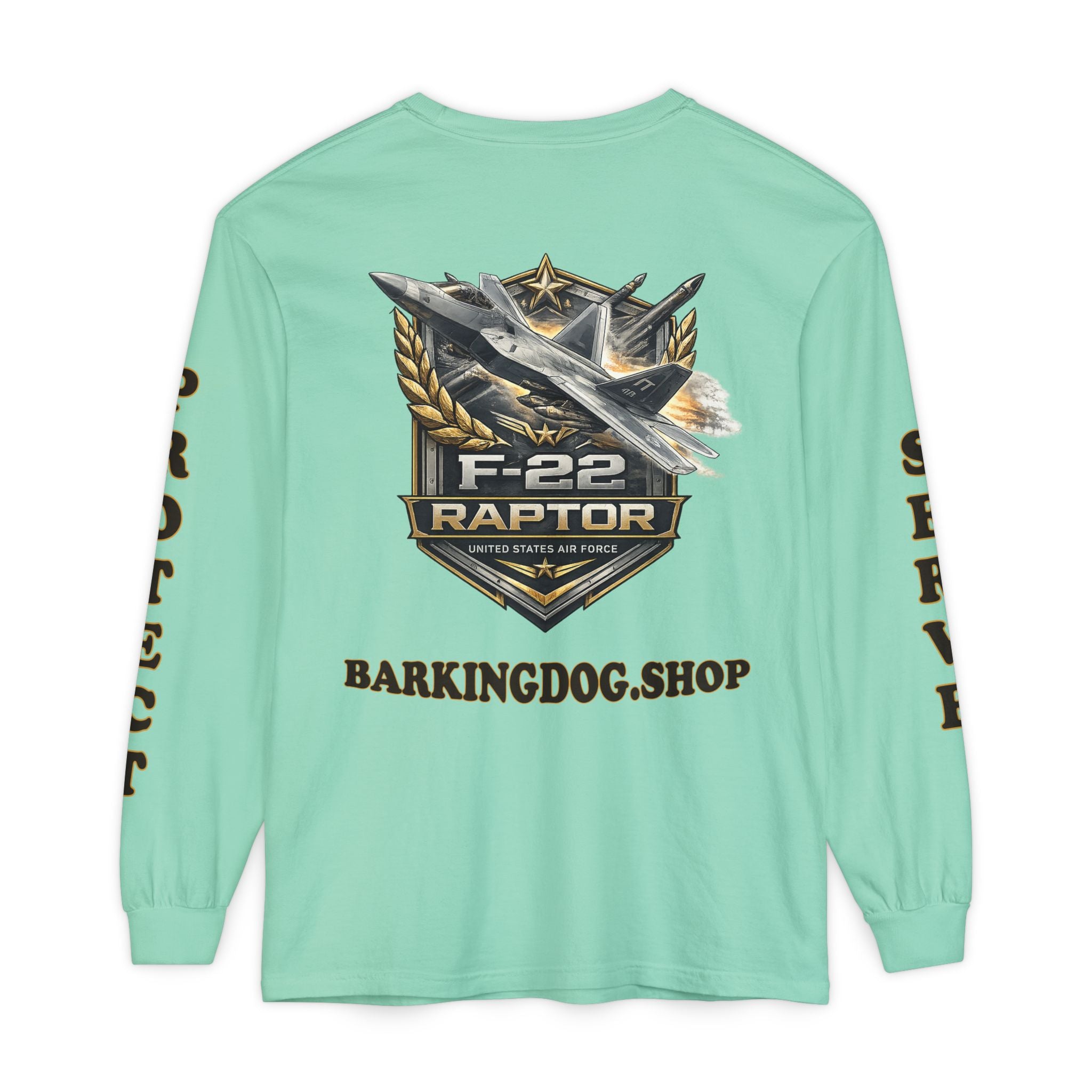 F-22 Raptor Long Sleeve Tee — BarkingDog 'Wag On' Military Air Force Tribute