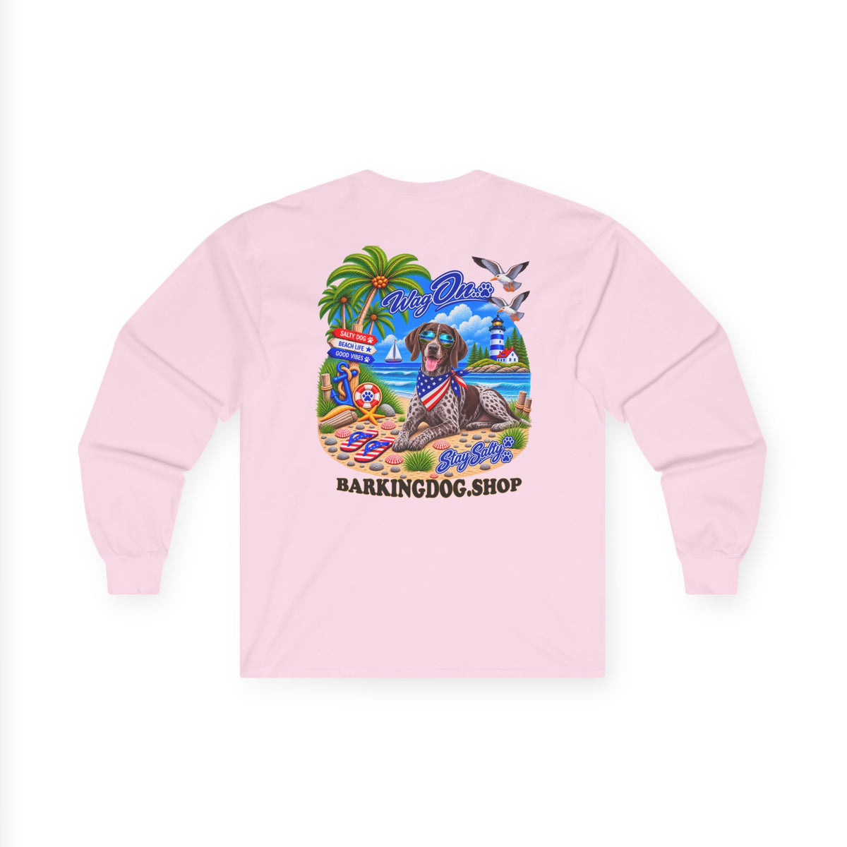 German Shorthaired Pointer Stay Salty Pup Long Sleeve T Shirt Beach Collection Coastal Dog Graphic Tee Wag On BarkingDog Shop