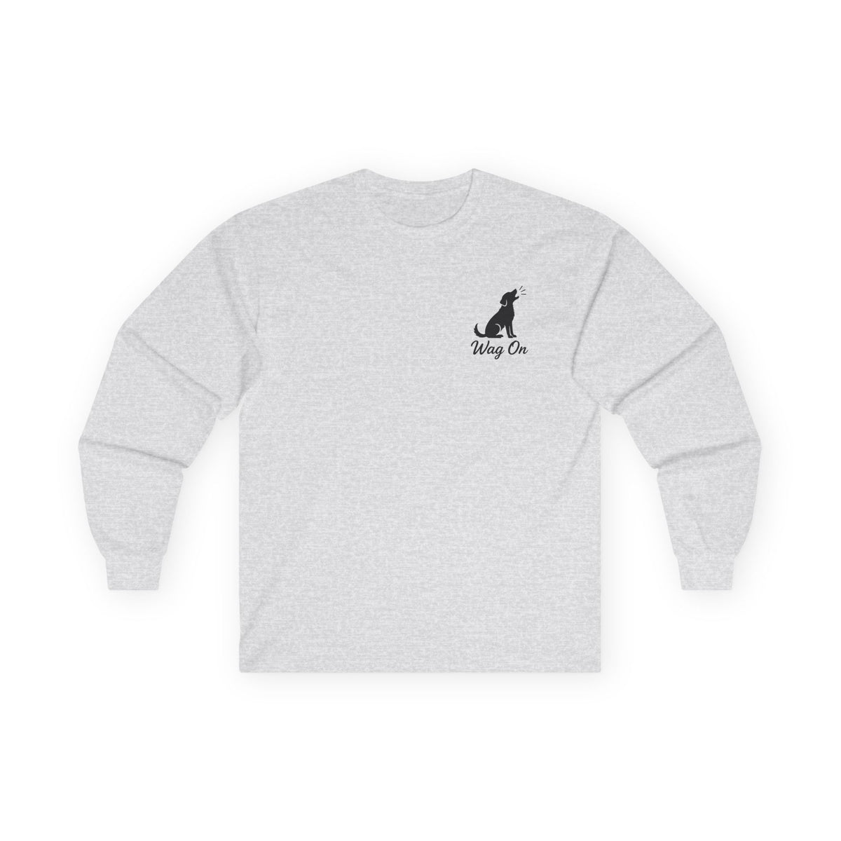 White Long Sleeve Tee — Minimal Text Repeat Graphic