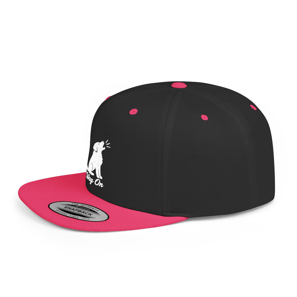 Copy of Wag On Snapback Hat — Embroidered Howling Dog Flat Bill Cap