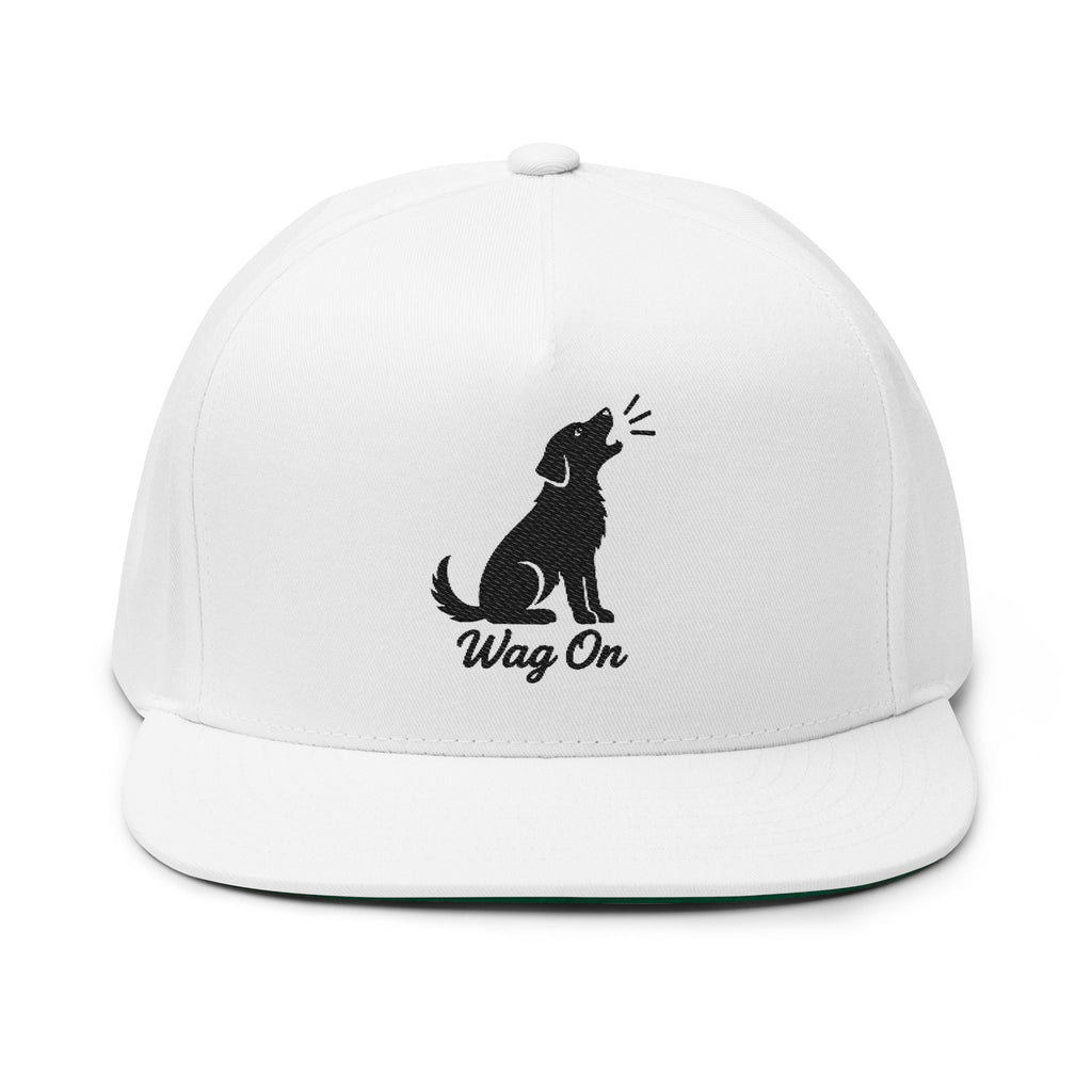 Embroidered Flat Bill Wag On Dog Lovers Cap