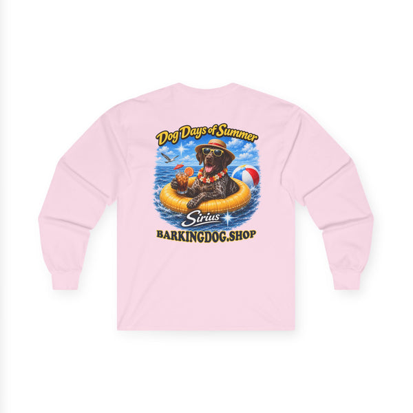 German Shorthaired Pointer Dog Days of Summer Inner Tube Long Sleeve T Shirt Beach Collection Floating Dog Graphic Tee Wag On BarkingDog Shop
