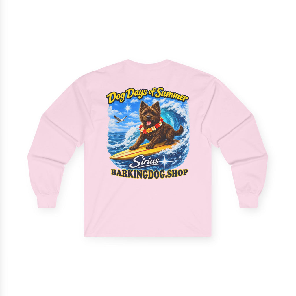 Cairn Terrier Surfboard Long Sleeve T Shirt Dog Days of Summer Beach Collection Wag On BarkingDog Shop