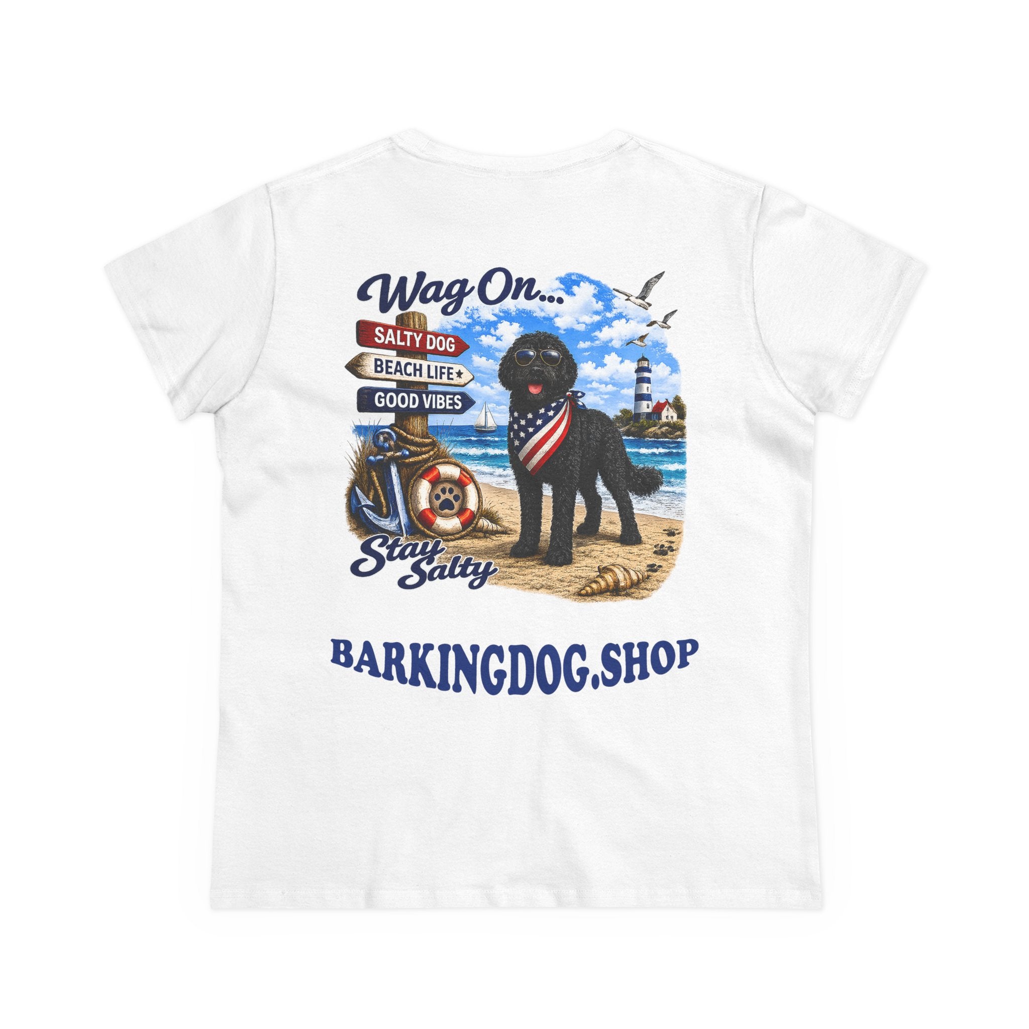 Black Bernedoodle T Shirt Stay Salty Beach Dog Lover Graphic Tee Wag On BarkingDog Shop