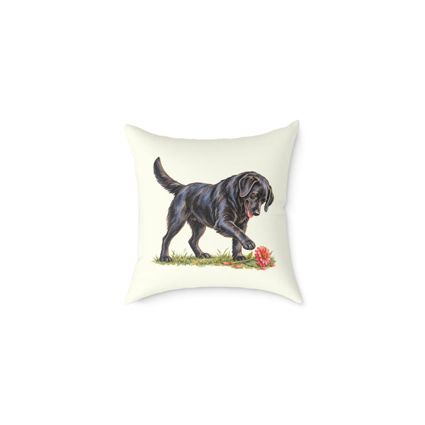 Black Labrador Zinnia Throw Pillow Ivory Home Decor Collection Watercolor Dog Decor BarkingDog Shop