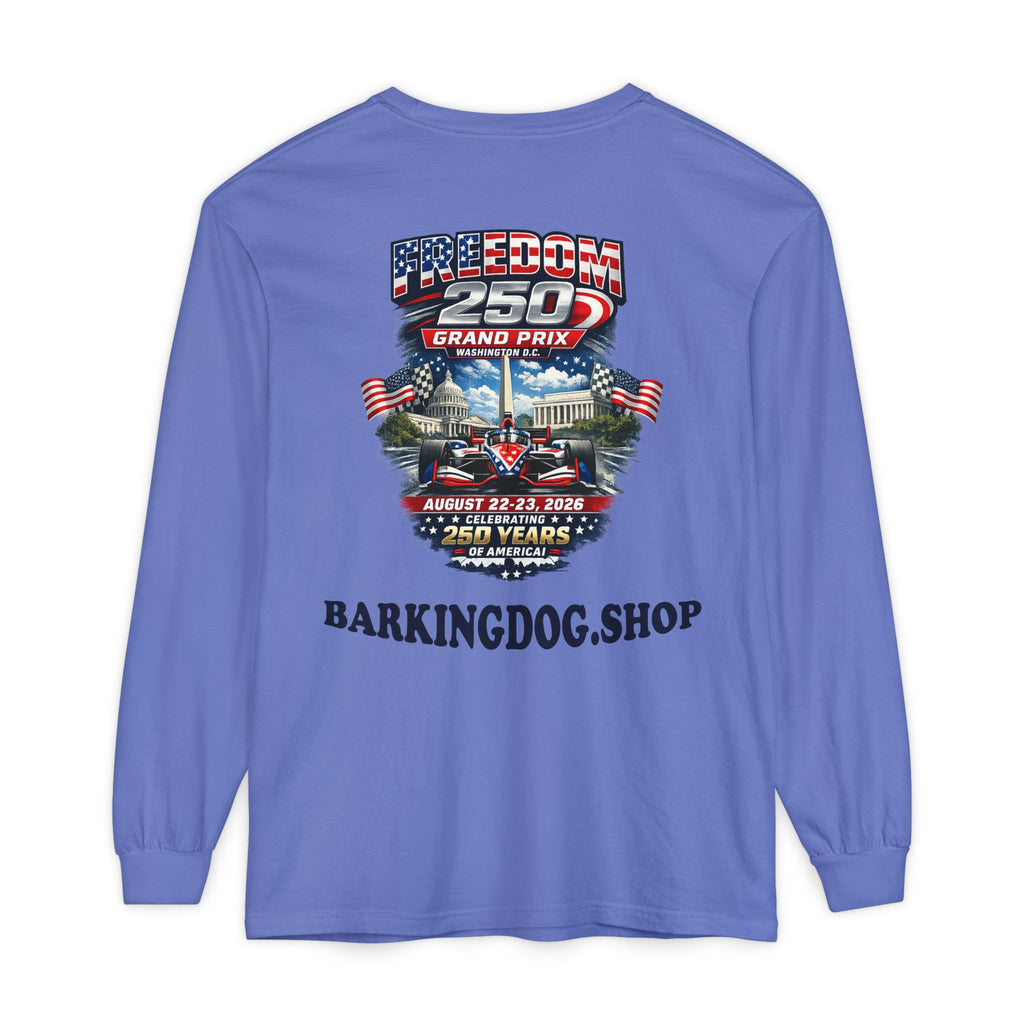 Freedom 250 Grand Prix Long Sleeve T-Shirt — "Wag On" Dog Rally Race Tee