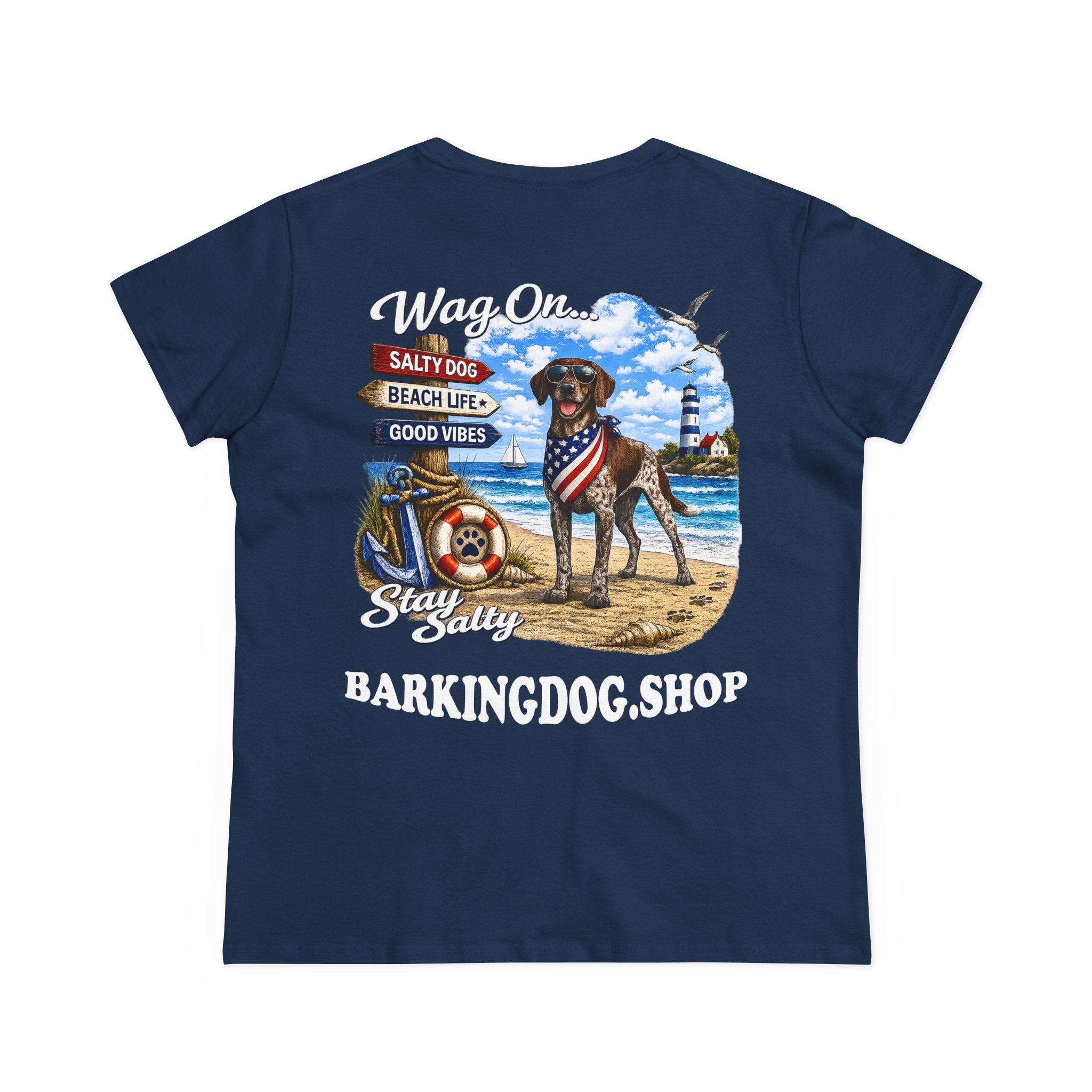 German Shorthair Pointer Dog Beach T Shirt Wag On™ Stay Salty