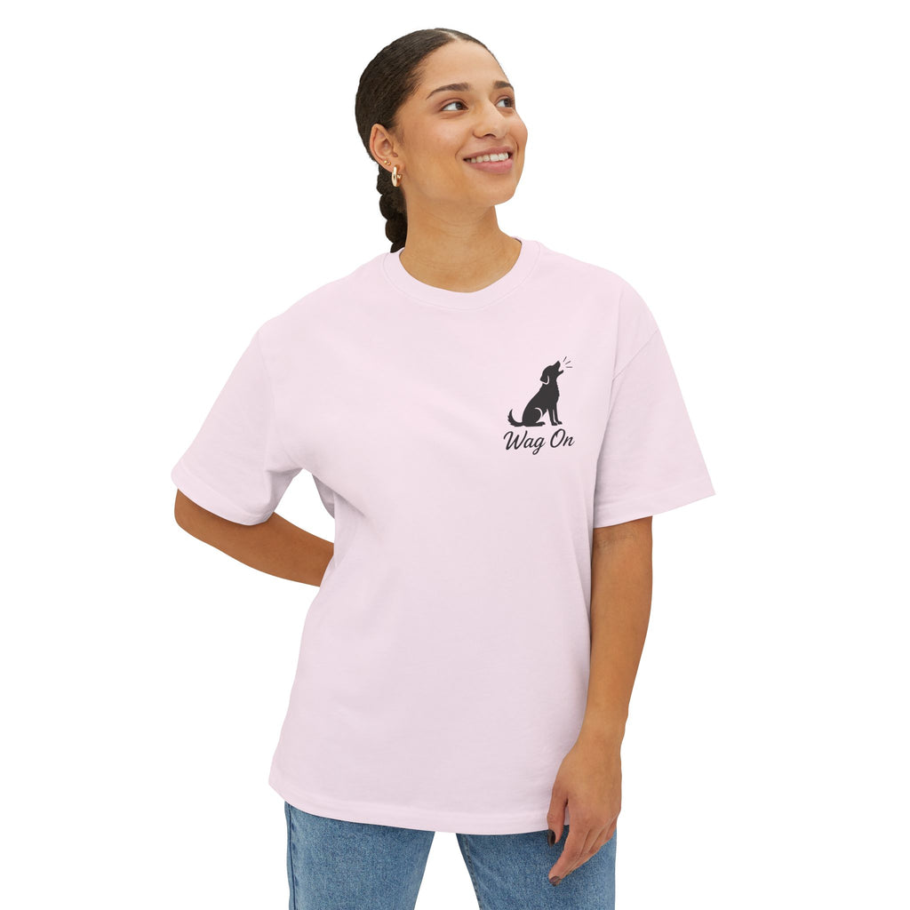 Dog Mama Boxy Tee - "Wag On Barking Dog" Minimalist Graphic T-Shirt
