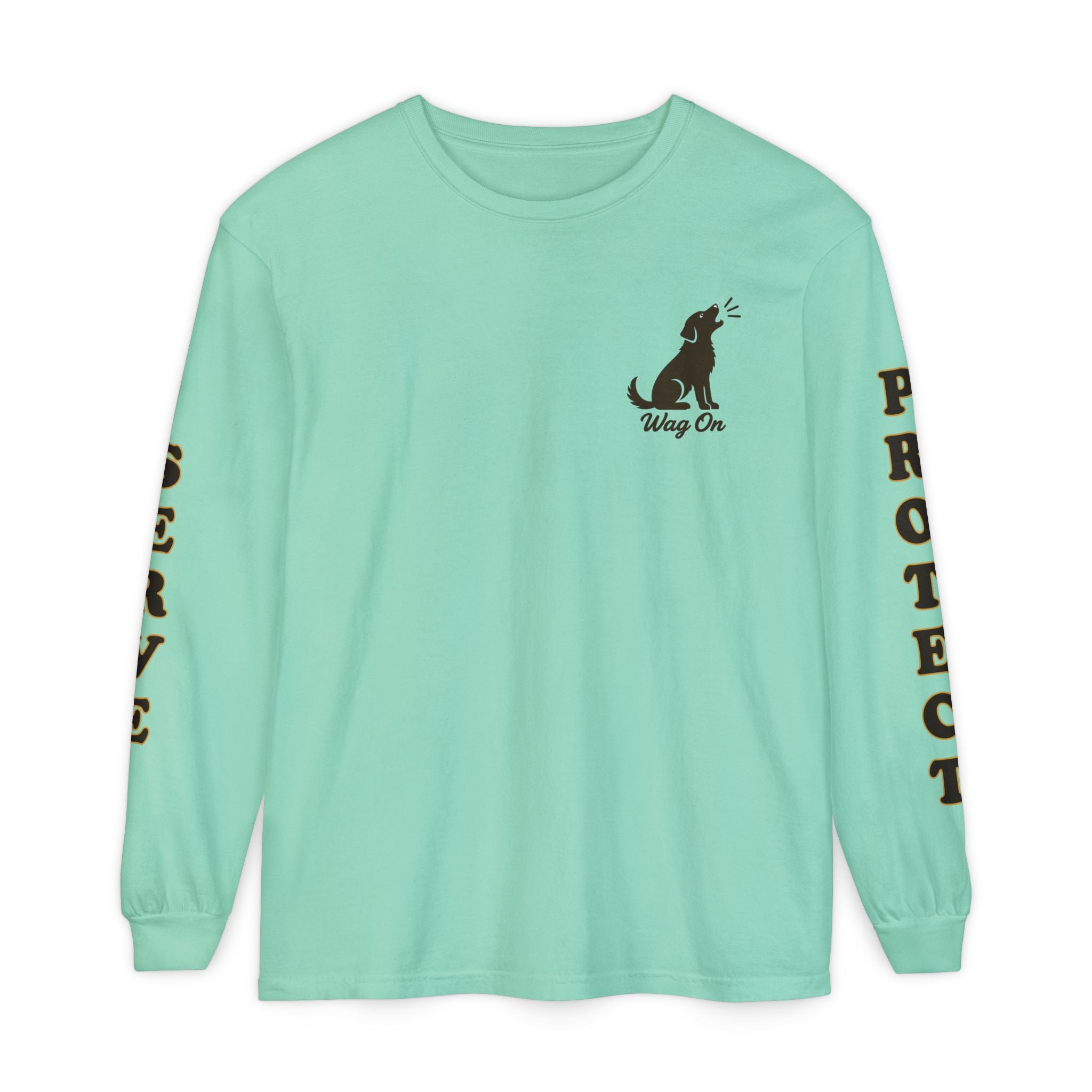 AH-64 Apache Helicopter Long Sleeve Tee — BarkingDog 'Wag On' Military Tribute