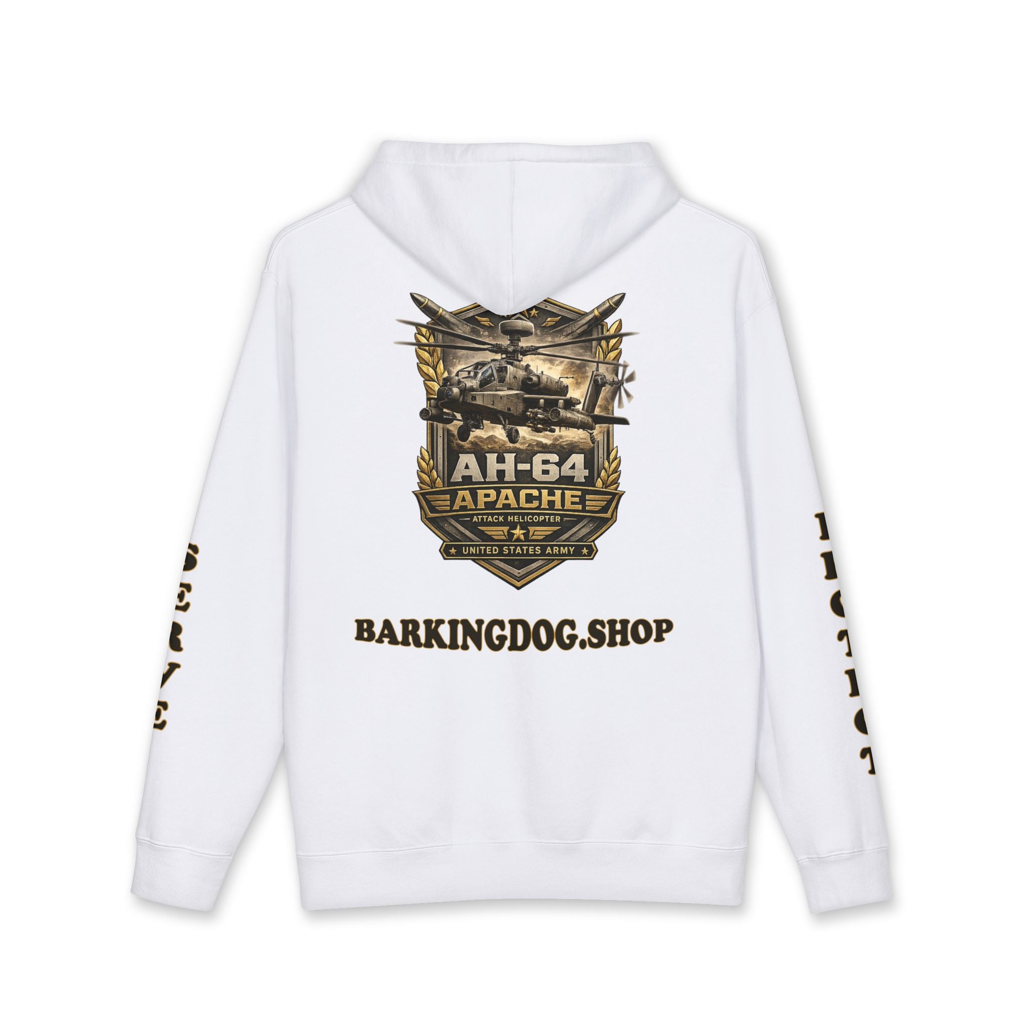 AH-64 Apache Military Helicopter Hoodie – "Wag On" Dog Graphic