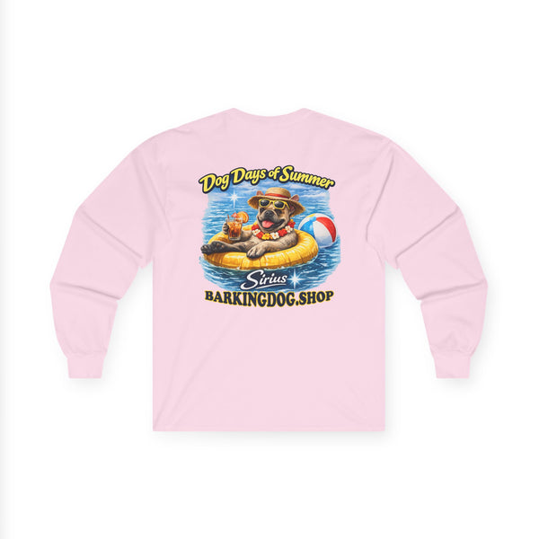 French Bulldog Dog Days of Summer Inner Tube Long Sleeve T Shirt Beach Collection Floating Dog Graphic Tee Wag On BarkingDog Shop