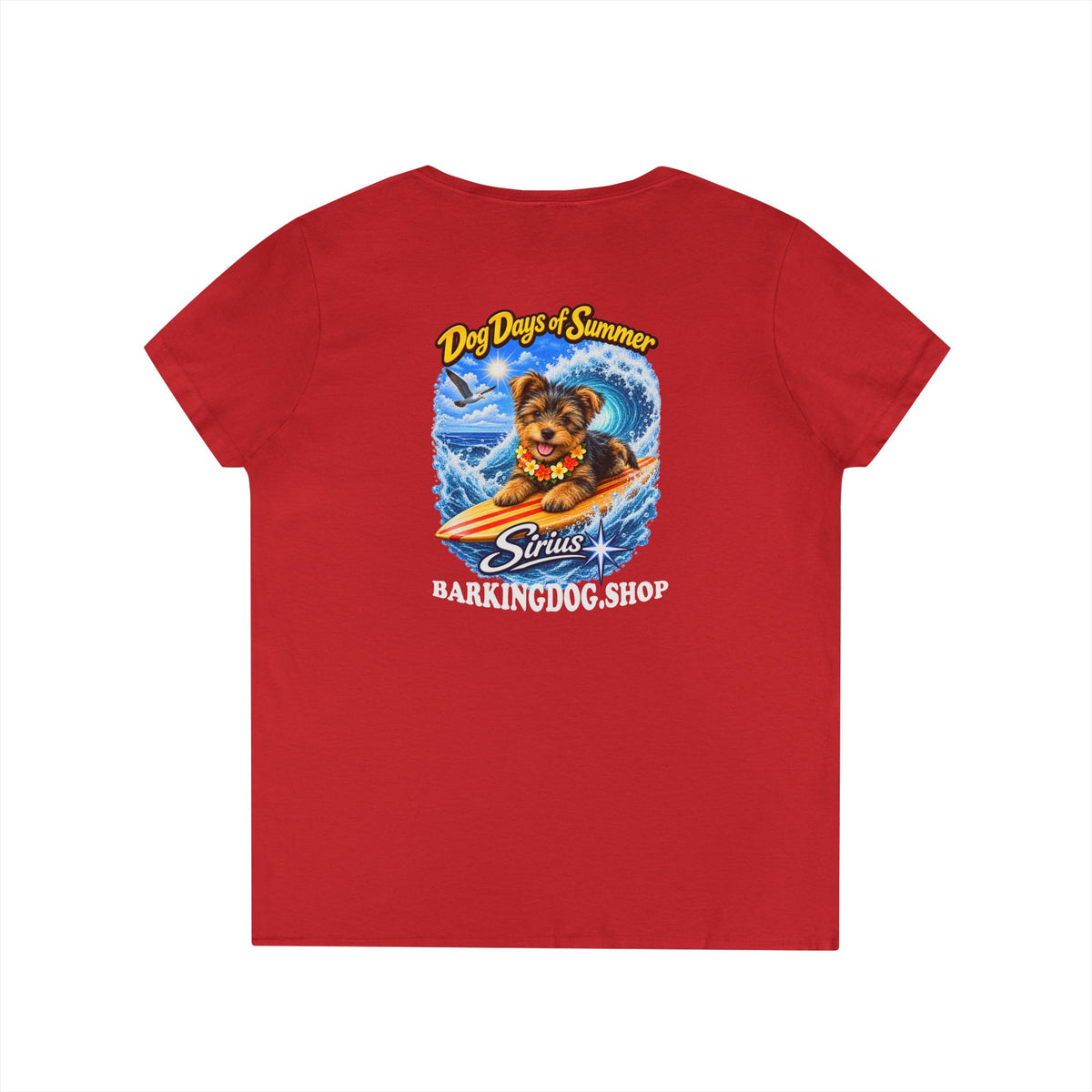 Yorkshire Terrier Surfboard T Shirt Dog Days Of Summer Beach Dog Lover Graphic Tee Wag On BarkingDog Shop