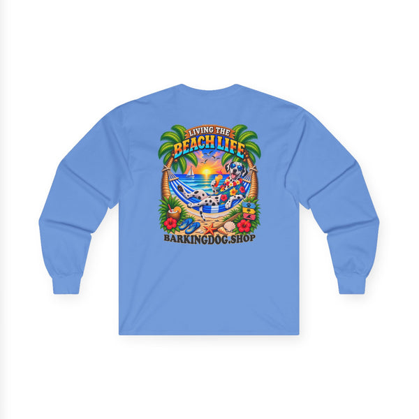 Dalmatian Beach Life Canine Long Sleeve T Shirt Beach Collection Hammock Tropical Dog Graphic Tee Wag On BarkingDog Shop