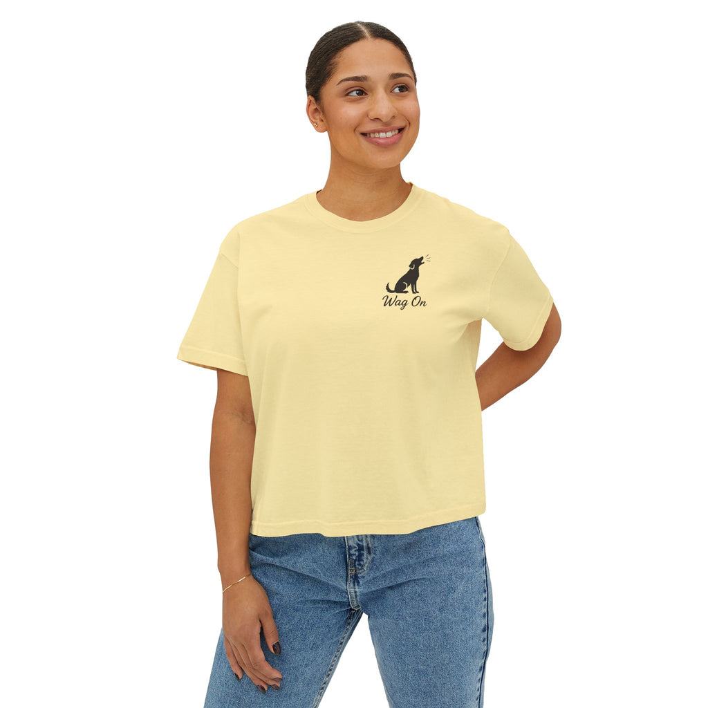 Boxy Tee — "Wag On" Dog Lovers Cropped T‑Shirt (Retired & Out of Control Design)