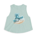 Waterhorse Beach Crop Top — Wave Unicorn Graphic Women's Summer Tank