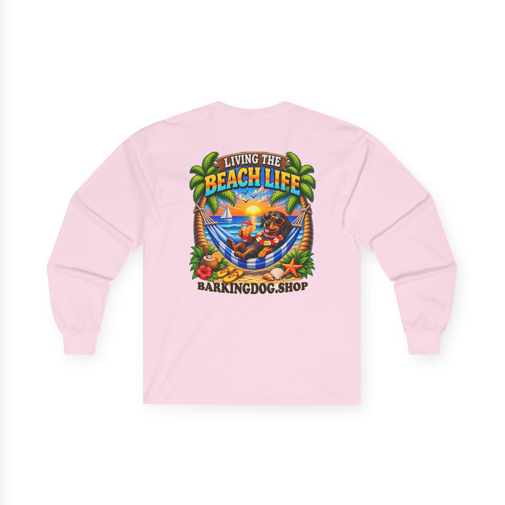 Dachshund Beach Life Canine Long Sleeve T Shirt Beach Collection Hammock Tropical Dog Graphic Tee Wag On BarkingDog Shop