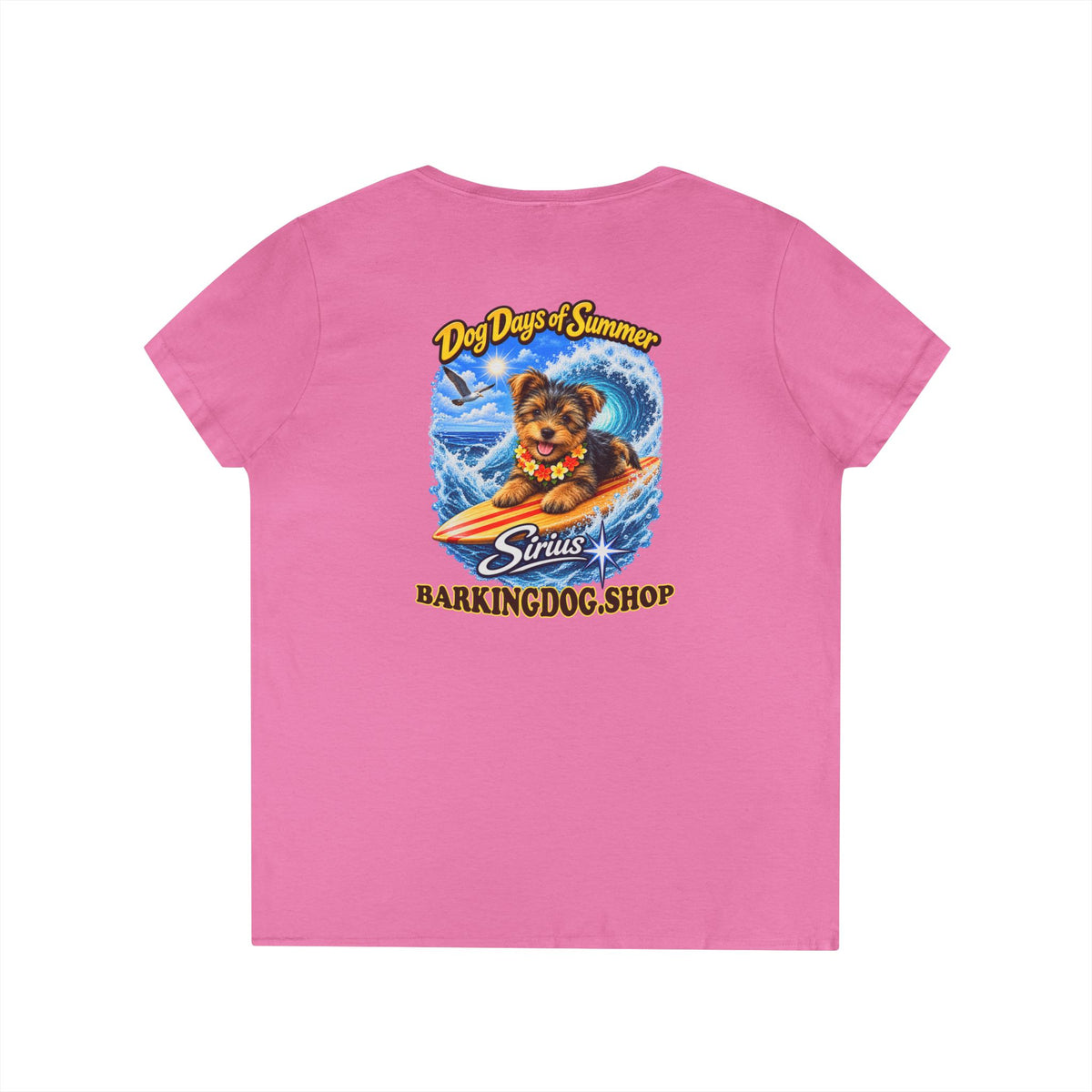 Yorkshire Terrier Surfboard T Shirt Dog Days Of Summer Beach Dog Lover Graphic Tee Wag On BarkingDog Shop