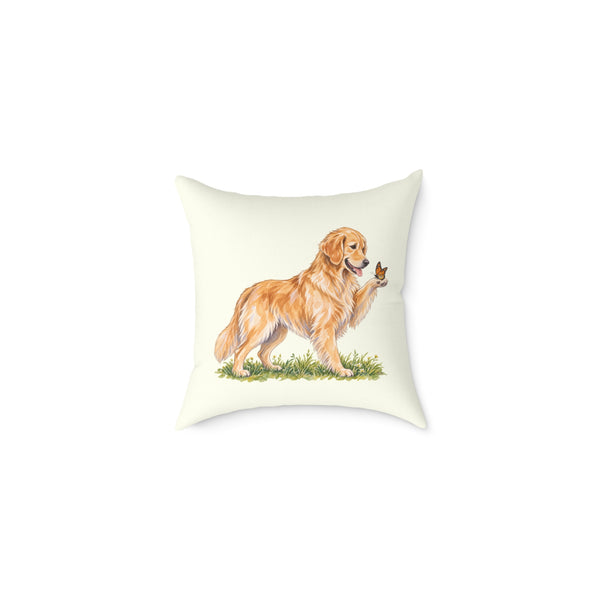 Golden Retriever Butterfly Throw Pillow Ivory Home Decor Collection Watercolor Dog Decor BarkingDog Shop