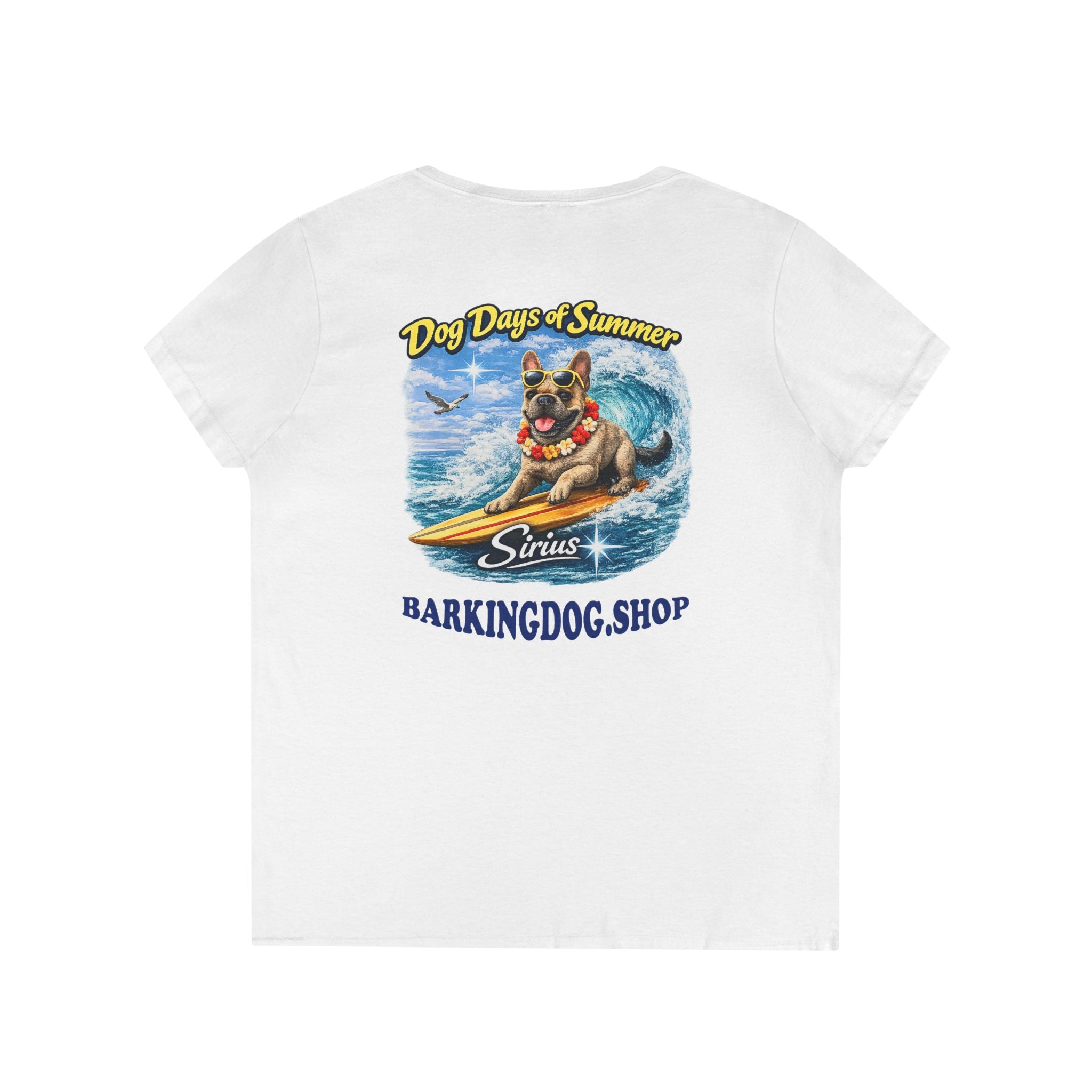 French Bull Dog Surfboard T-Shirt Wag On™ Dog Days of Summer