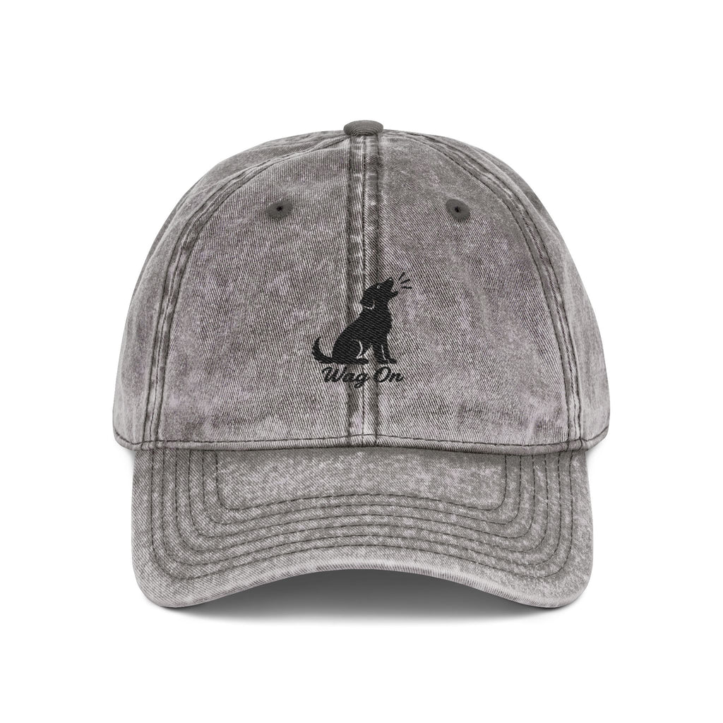 Embroidered Vintage Dog Cap - 'Wag On' Washed Baseball Hat