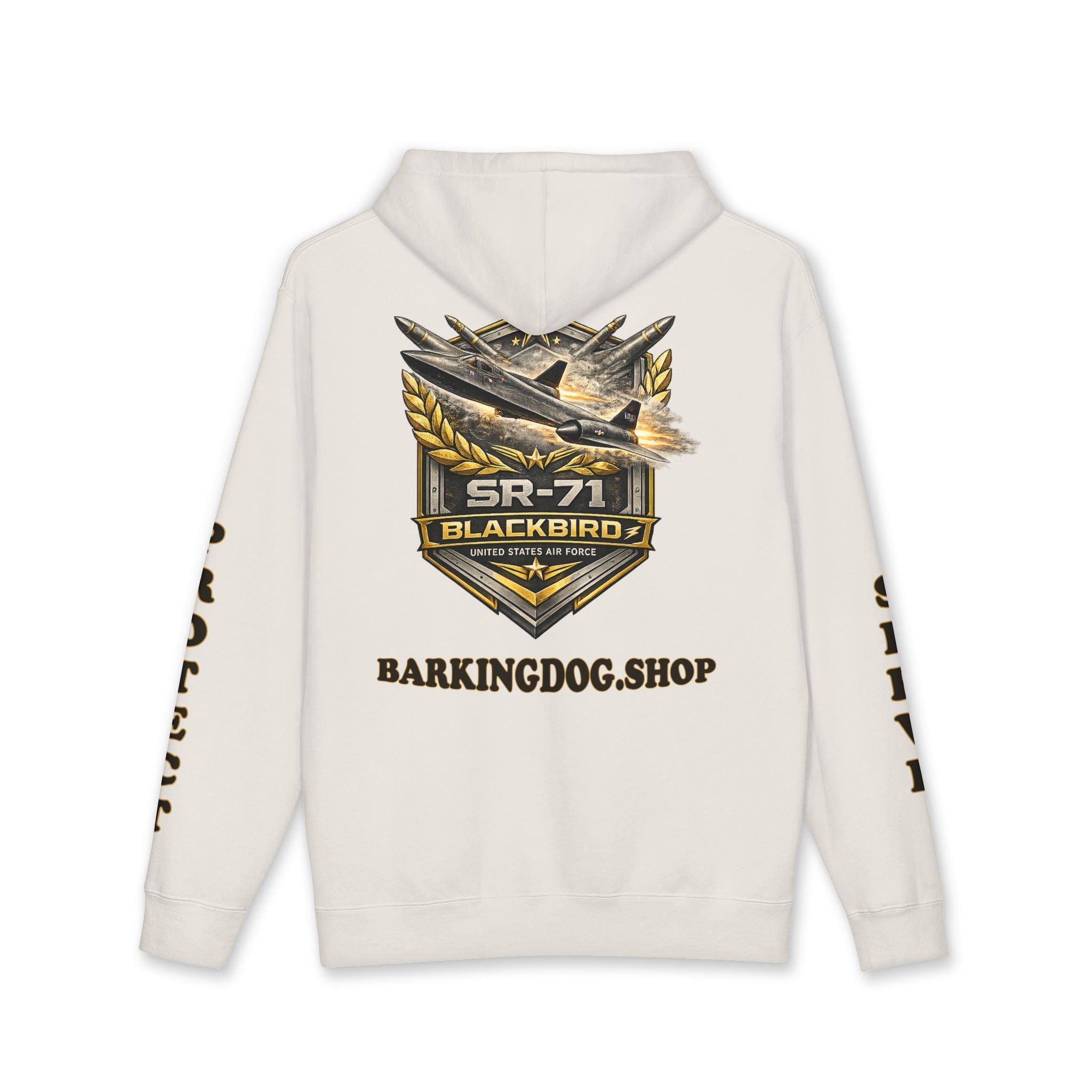 SR-71 Blackbird Jet Hoodie — Barking Dog 'Wag On' Military Air Force Tribute
