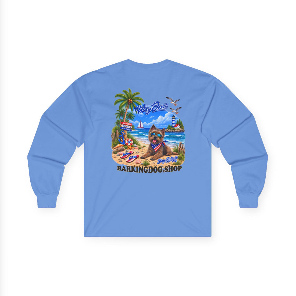 Cairn Terrier Stay Salty Pup Long Sleeve T Shirt Beach Collection Coastal Dog Graphic Tee Wag On BarkingDog Shop